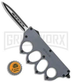 Atomic 1918 Gray OTF Automatic Knuckle Knife - Dagger Two-Tone -Grindworx Shop 1918 Gray OTF Auto Knuckle Knife Dagger TT GX 36283 jr bottlecap large