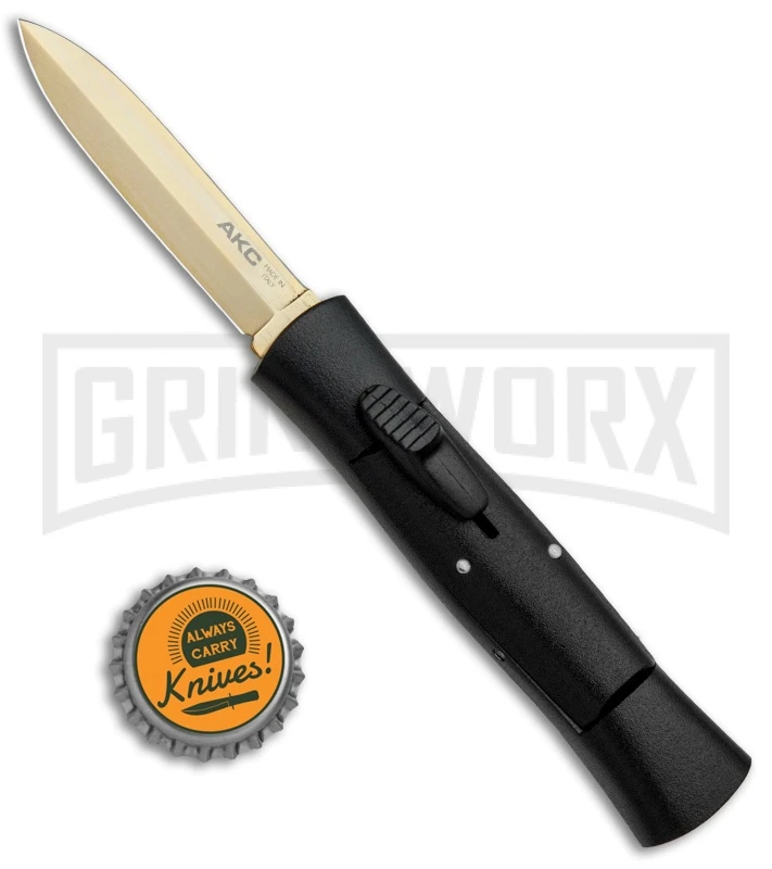 AKC 007 Concord Black OTF Automatic Knife - Dagger Gold Plain 4 AKC 007 Concord Black OTF Automatic Knife - Dagger Gold Plain - Image 4