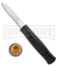AKC 007 Concord Black OTF Automatic Knife - Dagger Satin -Grindworx Shop AKC 007 Concord OTF Automatic Dagger Knife Black 3 Satin BHQ 125257 LS Bottlecap jr large 1