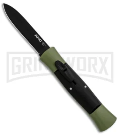 AKC Concord Green/Black OTF Automatic Knife - Flat Black