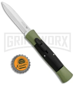 AKC 007 Concord Green/Black OTF Automatic Knife - Dagger Satin -Grindworx Shop AKC 007 Concord OTF Green Satin Dagger GX 30502 jr bottlecap large