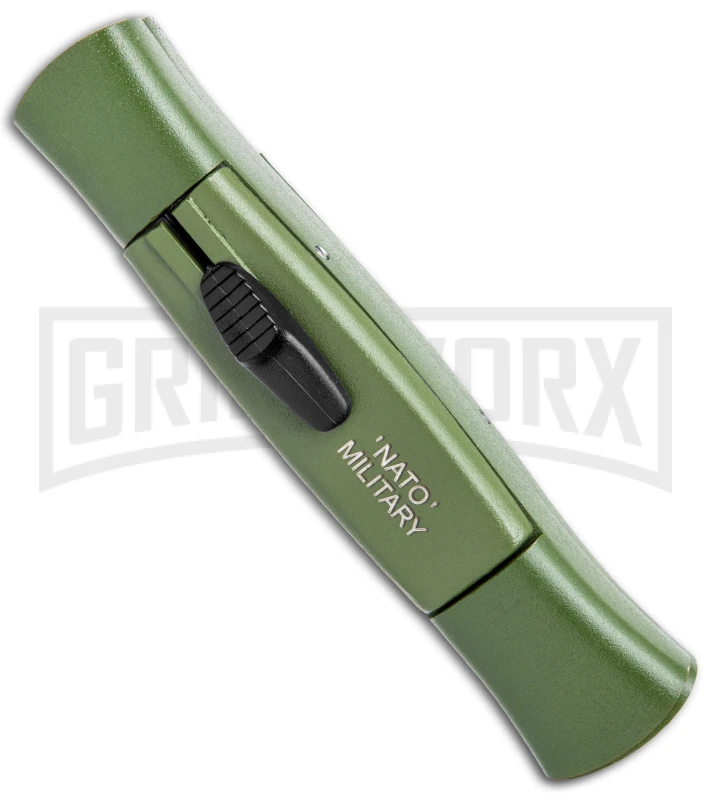 AKC 077 Concord NATO Military Green OTF Automatic Knife - Satin Plain 2 AKC 077 Concord NATO Military Green OTF Automatic Knife - Satin Plain - Image 2