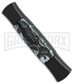 AKC 077 Concord Route 66 Skull OTF Automatic Knife - Black Plain 5 AKC 077 Concord Route 66 Skull OTF Automatic Knife - Black Plain -Grindworx Shop AKC 077 concord route 66 skull black plain BP 19012 er side large