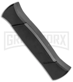 AKC 777 Blackfinger Black OTF Automatic Knife - Dagger Satin Plain -Grindworx Shop AKC 777 Blackfinger Dagger OTF Auto Black Satin BHQ 50807 jr side large