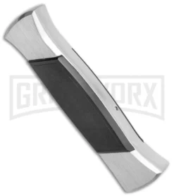 AKC 777 Blackfinger Brushed Aluminum OTF Automatic Knife - Dagger Black Plain -Grindworx Shop AKC 777 Blackfinger Dagger OTF Auto Brushed Black BHQ 138853 jr side large