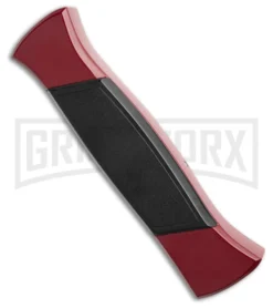 AKC 777 Blackfinger Red/Black OTF Automatic Knife - Black Plain Dagger -Grindworx Shop AKC 777 Blackfinger Dagger OTF Automatic Knife Red Black 3.375in Black Flat BHQ 184002 hd side large