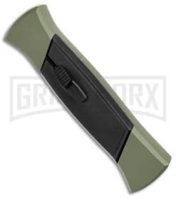 AKC 777 Blackfinger Green/Black OTF Automatic Knife - Black Tanto -Grindworx Shop AKC 777 Blackfinger OTF Auto Green Black Black Tanto BHQ 153513 jr spine large