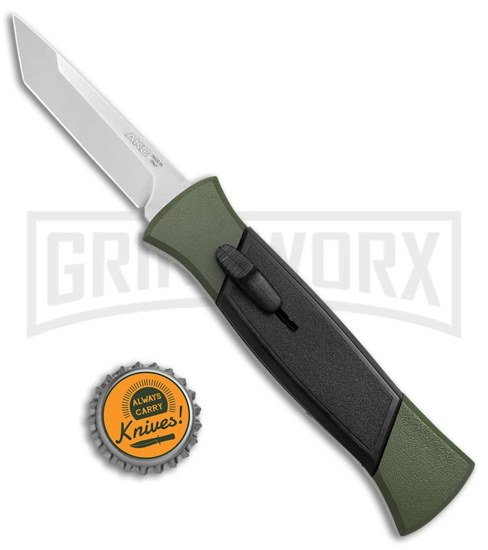 AKC 777 Blackfinger Green/Black OTF Automatic Knife - Satin Tanto 4 AKC 777 Blackfinger Green/Black OTF Automatic Knife - Satin Tanto - Image 4