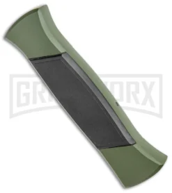 AKC 777 Green Blackfinger Brushed Aluminum OTF Automatic Knife - Black Dagger -Grindworx Shop AKC 777 Green Blackfinger Dagger OTF Auto Brushed Aluminum Black BHQ 87411 jr side large 1