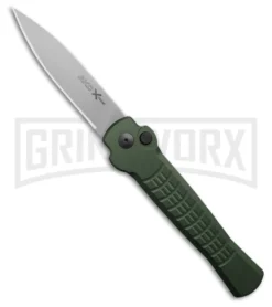 AKC X-treme Ace1 Side Opener Green Automatic Knife - Satin Plain