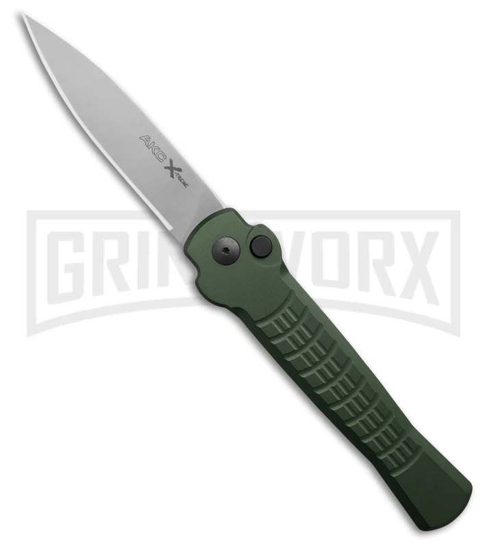 AKC X-treme Ace1 Side Opener Green Automatic Knife - Satin Plain 1 AKC X-treme Ace1 Side Opener Green Automatic Knife - Satin Plain
