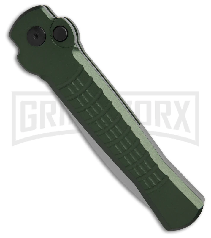 AKC X-treme Ace1 Side Opener Green Automatic Knife - Satin Plain 2 AKC X-treme Ace1 Side Opener Green Automatic Knife - Satin Plain - Image 2