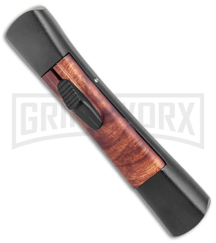 AKC Concord Briar Wood OTF Automatic Knife - Plain Satin Flat 2 AKC Concord Briar Wood OTF Automatic Knife - Plain Satin Flat - Image 2