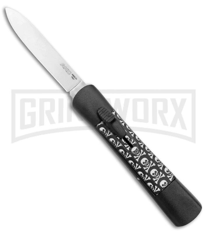 AKC Concord Jolly Roger OTF Automatic Knife - Flat Grind Satin Plain 1 AKC Concord Jolly Roger OTF Automatic Knife - Flat Grind Satin Plain