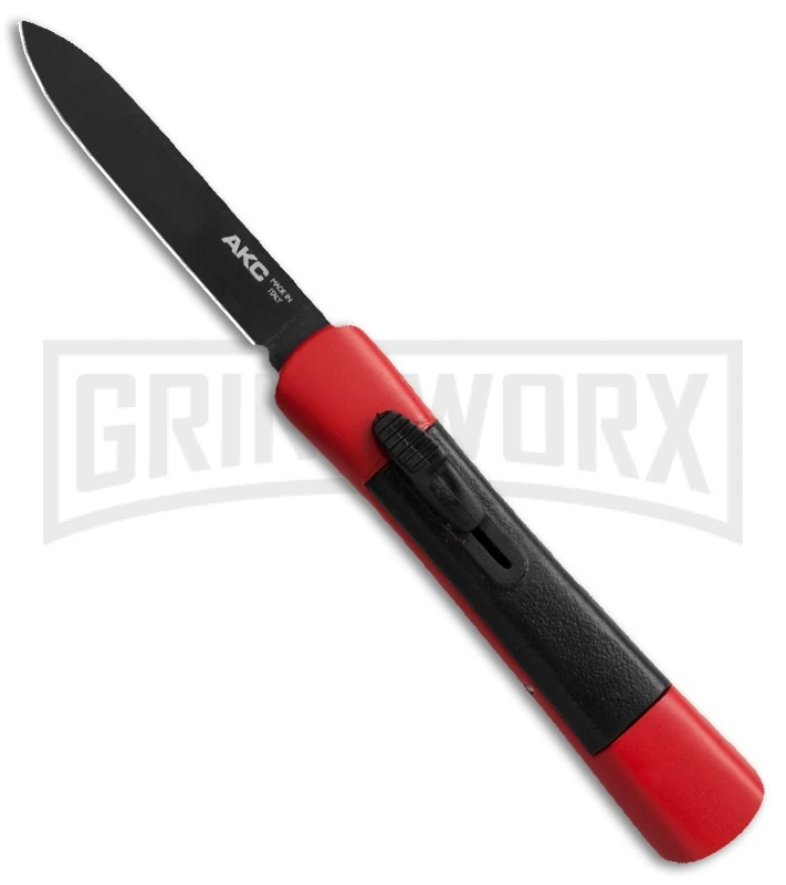AKC Concord Red/Black OTF Automatic Knife - Flat Grind Black Plain 1 AKC Concord Red/Black OTF Automatic Knife - Flat Grind Black Plain