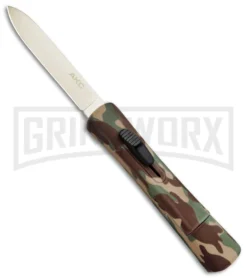 AKC Concord Camo Rubber OTF Automatic Knife - Gold Plain