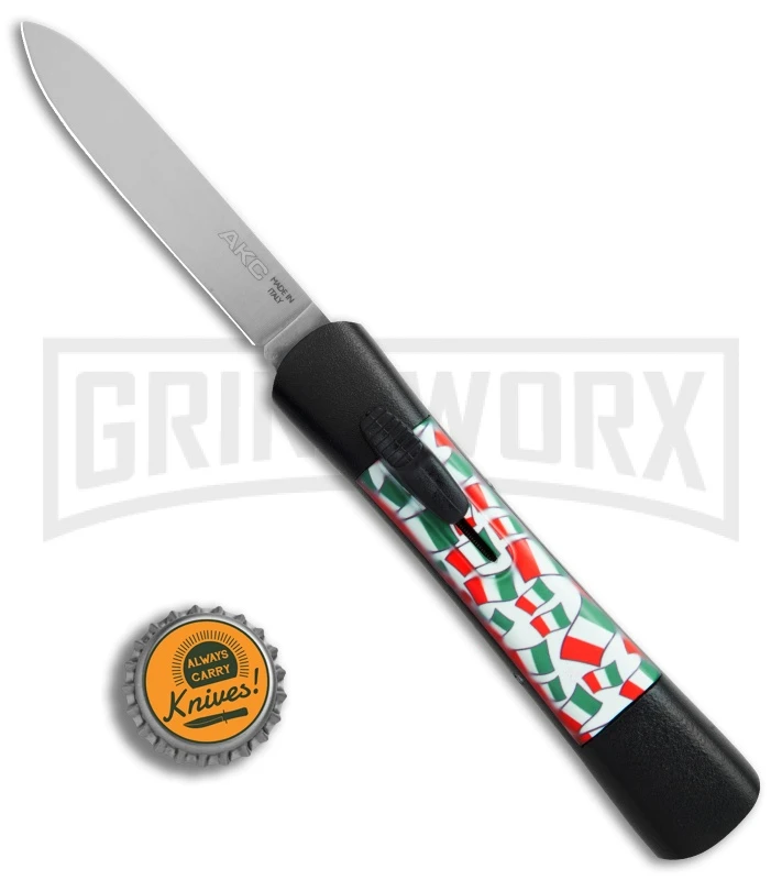 AKC Concord Italy Flag OTF Automatic Knife - Flat Satin Plain 4 AKC Concord Italy Flag OTF Automatic Knife - Flat Satin Plain - Image 4