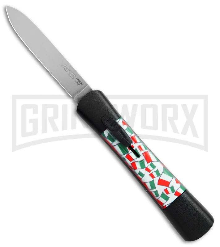 AKC Concord Italy Flag OTF Automatic Knife - Flat Satin Plain 1 AKC Concord Italy Flag OTF Automatic Knife - Flat Satin Plain