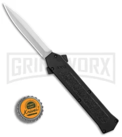 AKC F-16 Black D/A OTF Automatic Knife - Dagger Satin Plain -Grindworx Shop AKC F 16 Black DA Dagger Satin Plain GX 30994 er bottlecap large