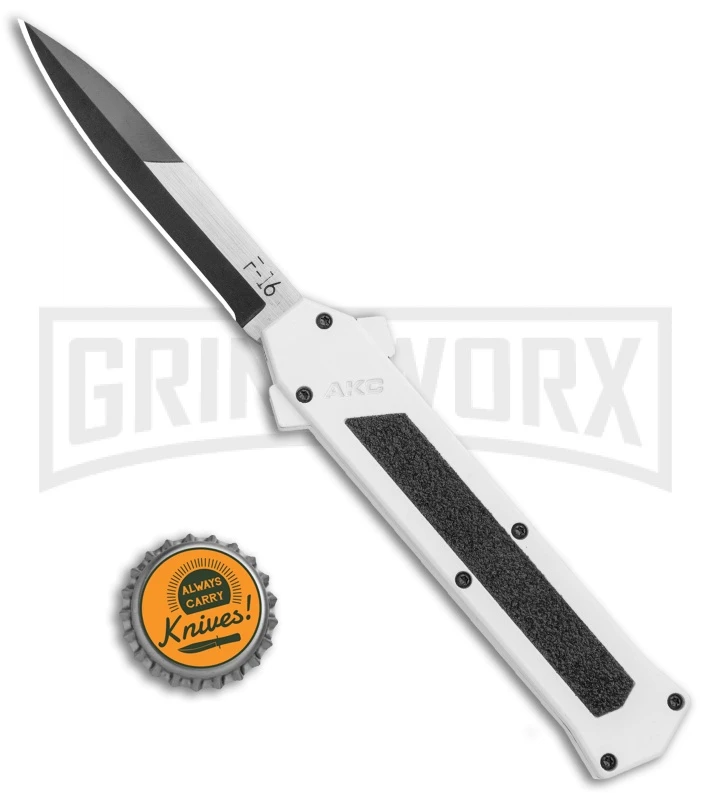 AKC F-16 White D/A OTF Automatic Knife - Bayo Two Tone Plain 4 AKC F-16 White D/A OTF Automatic Knife - Bayo Two Tone Plain - Image 4