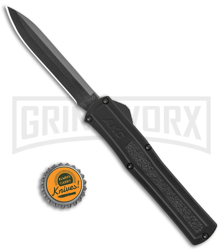 AKC F-20 Black D/A OTF Automatic Knife - Spear Point Black Plain 4 AKC F-20 Black D/A OTF Automatic Knife - Spear Point Black Plain - Image 4