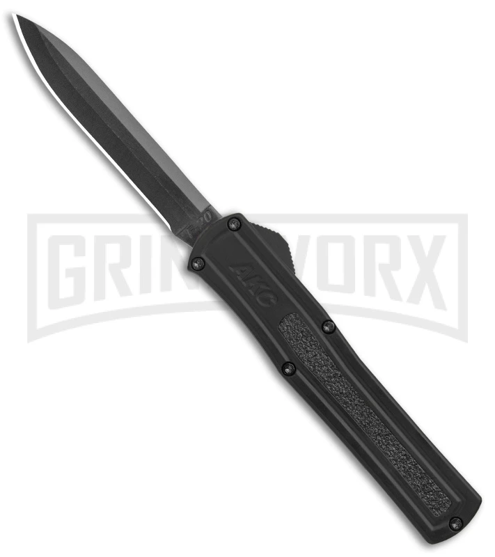 AKC F-20 Black D/A OTF Automatic Knife - Spear Point Black Plain 1 AKC F-20 Black D/A OTF Automatic Knife - Spear Point Black Plain