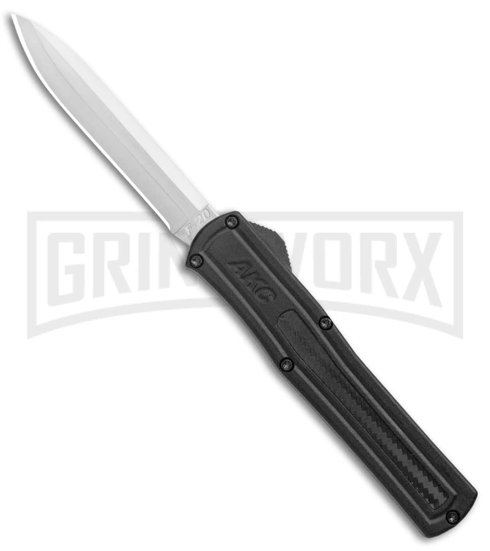 AKC F-20 Black CF D/A OTF Automatic Knife - Spear Point Satin Plain 1 AKC F-20 Black CF D/A OTF Automatic Knife - Spear Point Satin Plain