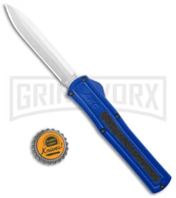 AKC F-20 Blue D/A OTF Automatic Knife - Spear Point Satin Plain 7 AKC F-20 Blue D/A OTF Automatic Knife - Spear Point Satin Plain -Grindworx Shop AKC F 20 DA Dagger OTF Auto Blue Satin BHQ 140833 jr bottlecap large 1