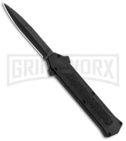 AKC F-16 Black Inlay D/A OTF Automatic Knife - Bayo Black Plain