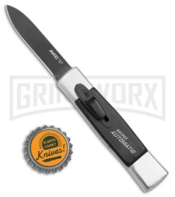 AKC Minion Concord Polish/Black OTF Automatic Knife - Flat Grind Black Plain -Grindworx Shop AKC Minion Concord Polish Black OTF Auto Black Flat GX 41034 jr bottlecap large 1