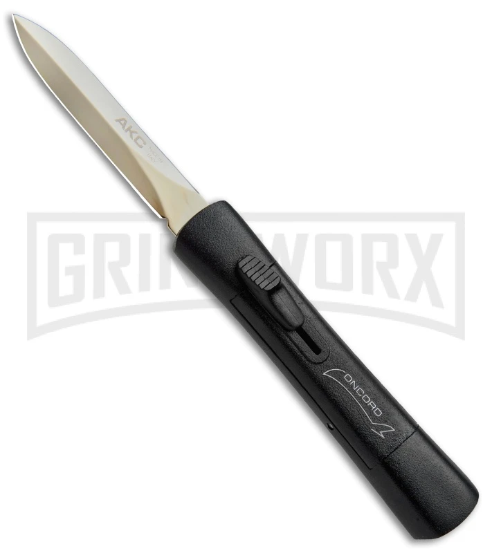 AKC Concord Black OTF Automatic Knife - Dagger Gold Plain 1 AKC Concord Black OTF Automatic Knife - Dagger Gold Plain