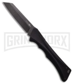 AKC Smarty Black Automatic Knife Reverse Tanto - Black SW Plain
