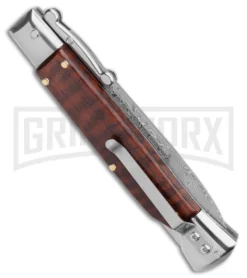AKC Swinguard 9" Snakewood (Damascus Bayonet Blade) 6 AKC Swinguard 9" Snakewood (Damascus Bayonet Blade) -Grindworx Shop AKC Swinguard 9in Snakewood Damascus Bayo GX 4274 jr side large