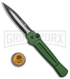 AKC X-treme Ace Green Automatic Knife - Black Two Tone Plain -Grindworx Shop AKC X treme Ace Auto Green Black TT ACE GTT BHQ 136921 jr bottlecap large