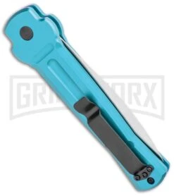 AKC X-treme ACE Light Blue Automatic Knife - Satin Plain -Grindworx Shop AKC X treme Ace Auto Light Blue Satin BHQ 105418 jr side large