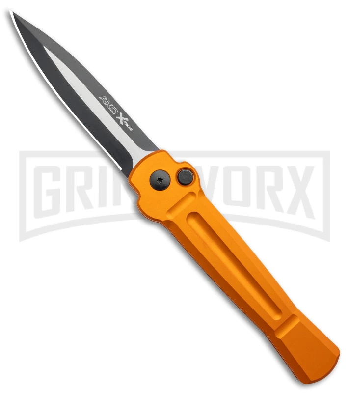 AKC X-treme Ace Orange Automatic Knife - Two Tone Dagger Plain 1 AKC X-treme Ace Orange Automatic Knife - Two Tone Dagger Plain