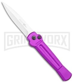 AKC X-treme Ace Purple Automatic Knife - Stonewash Plain