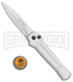 AKC X-treme Ace Silver Automatic Knife - Satin Plain 7 AKC X-treme Ace Silver Automatic Knife - Satin Plain -Grindworx Shop AKC X treme Ace Auto Silver Satin BHQ 113920 jr bottlecap large