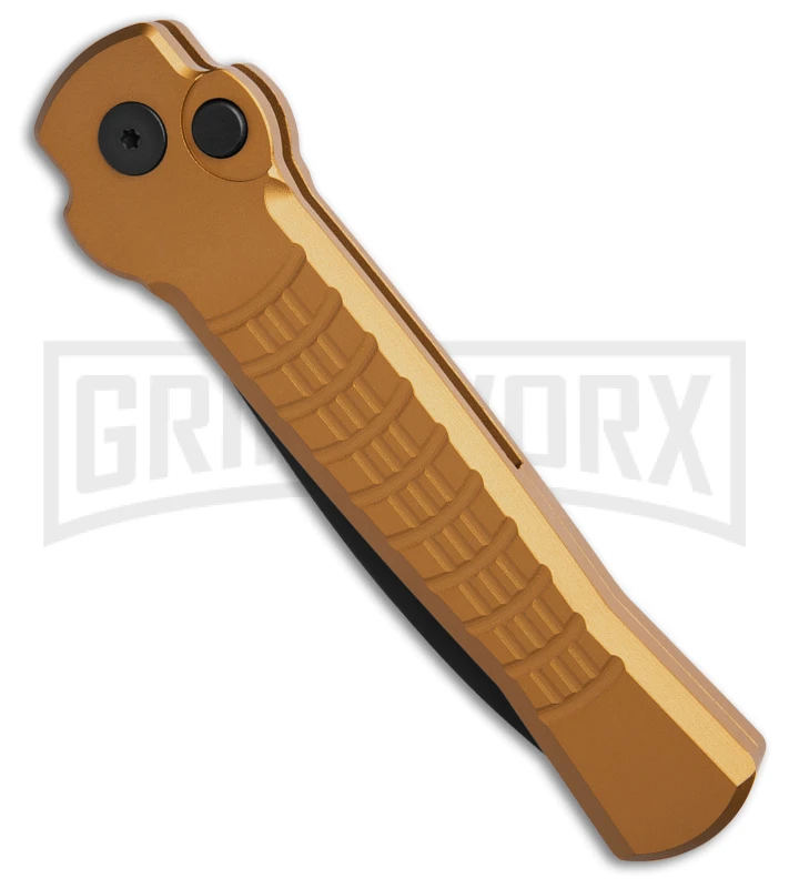 AKC X-treme Ace1 Gold Aluminum Automatic Knife - Black Plain 2 AKC X-treme Ace1 Gold Aluminum Automatic Knife - Black Plain - Image 2