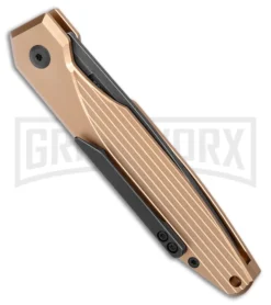 AKC X-treme Dandy Tan Aluminum Automatic Knife - Black Stonewash -Grindworx Shop AKC X treme Dandy Tan Aluminum Auto Black SW BHQ 176846 jr side large