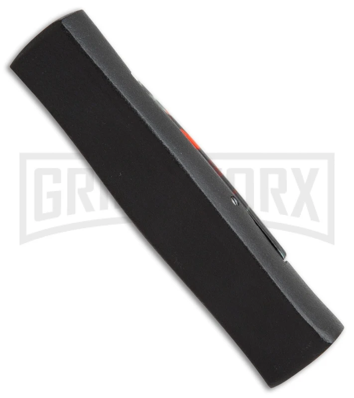 AKC Minion Concord Red/White Skull OTF Automatic Knife - Black Flat 2 AKC Minion Concord Red/White Skull OTF Automatic Knife - Black Flat - Image 2