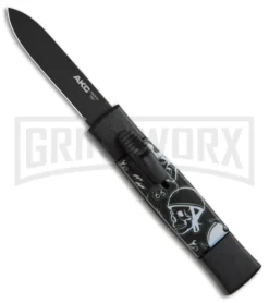 AKC Minion Concord Route 66 Skull OTF Automatic Knife - Black Flat