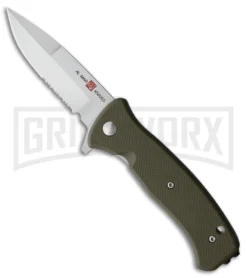 Al Mar Mini SERE 2020 OD Green GFN Spring Assisted Knife - Satin Serr
