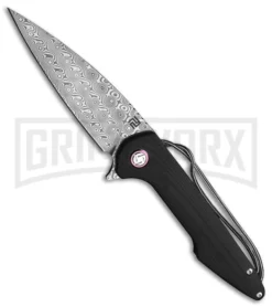 Artisan Cutlery Archaeo Black G-10 Folding Knife - Damascus Plain