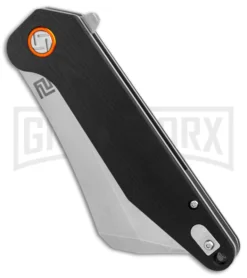 Artisan Cutlery Osprey Smooth Black G-10 Folding Knife - Stonewash Plain -Grindworx Shop Artisan Cutlery Osprey Black G10 SW BHQ 87217 er spine large