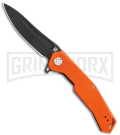 Artisan Cutlery Zumwalt Textured Orange G-10 Folding Knife - Black Plain