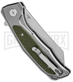 Artisan Cutlery Megahawk Gray/Green G-10 Folding Knife - Stonewash Plain -Grindworx Shop Artisan Falcon Wharncliffe LL Gray Green G 10 SW ATZ1809PGGN BHQ 87129 jr side large