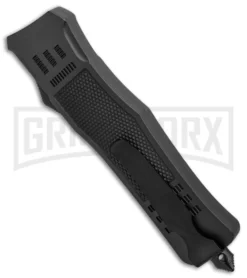 Atomic Defender Large OTF Automatic Knife Black - Two Tone Dagger -Grindworx Shop Atomic Defender Dagger Black OTF Auto TT Plain GX 19058 jr side large