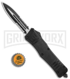 Atomic Defender Large OTF Automatic Knife Black - Serr Two Tone Dagger 9 Atomic Defender Large OTF Automatic Knife Black - Serr Two Tone Dagger -Grindworx Shop Atomic Defender Dagger Black OTF Auto TT Serr GX 19059 jr bottlecap large