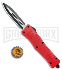 Atomic Defender Large OTF Automatic Knife Red - Two Tone Dagger -Grindworx Shop Atomic Defender Dagger Red OTF Auto TT GX 33967 jr bottlecap large